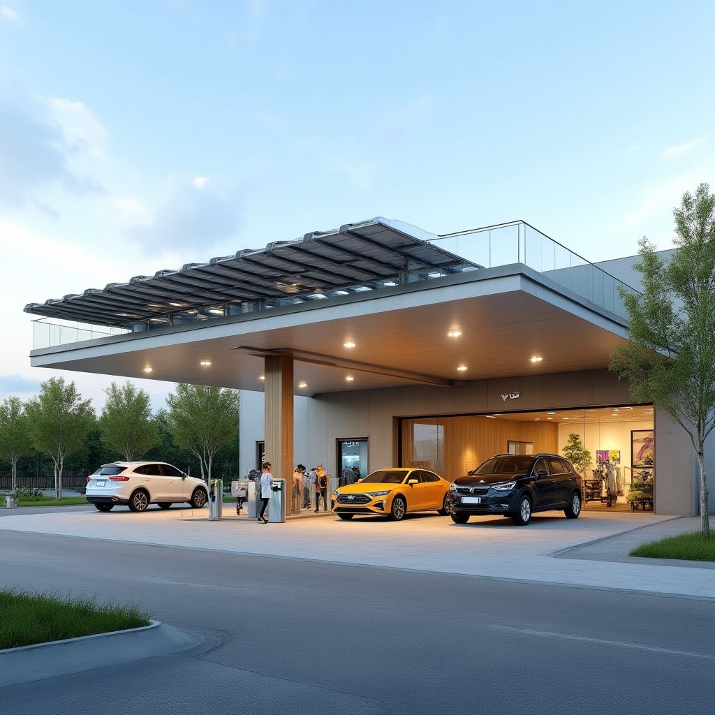 Estación YPF con paneles solares