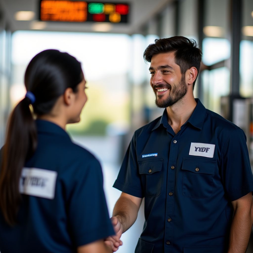 Personal de YPF atendiendo clientes