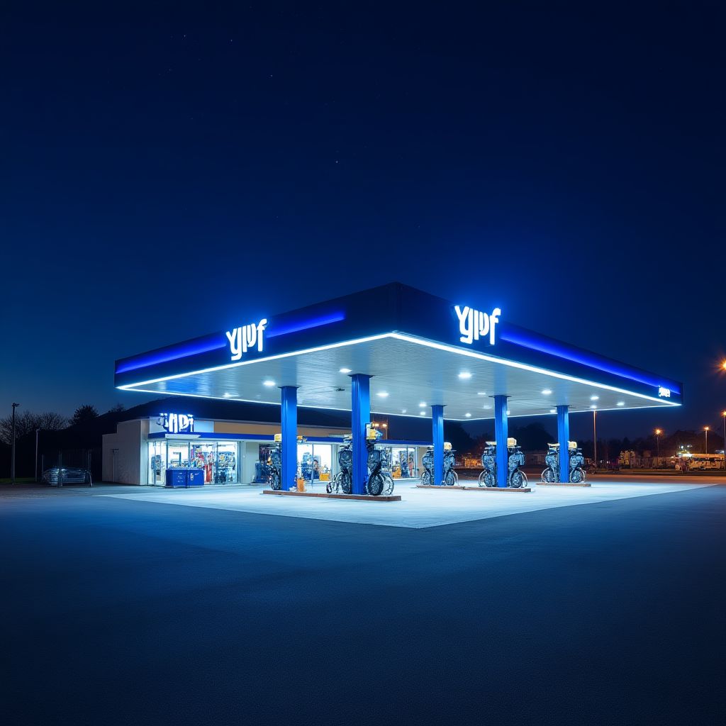 Estación YPF de noche